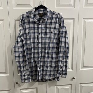 Lucky Brand Blue and White Plaid Button-Down Shirt